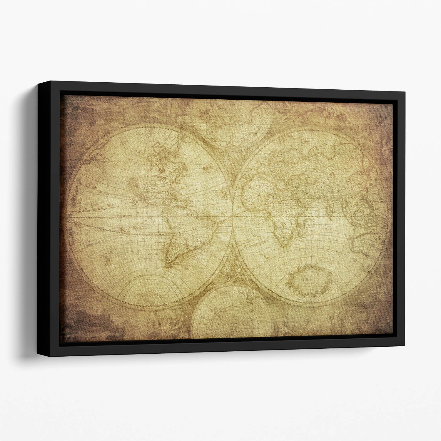 vintage map of the world Floating Framed Canvas