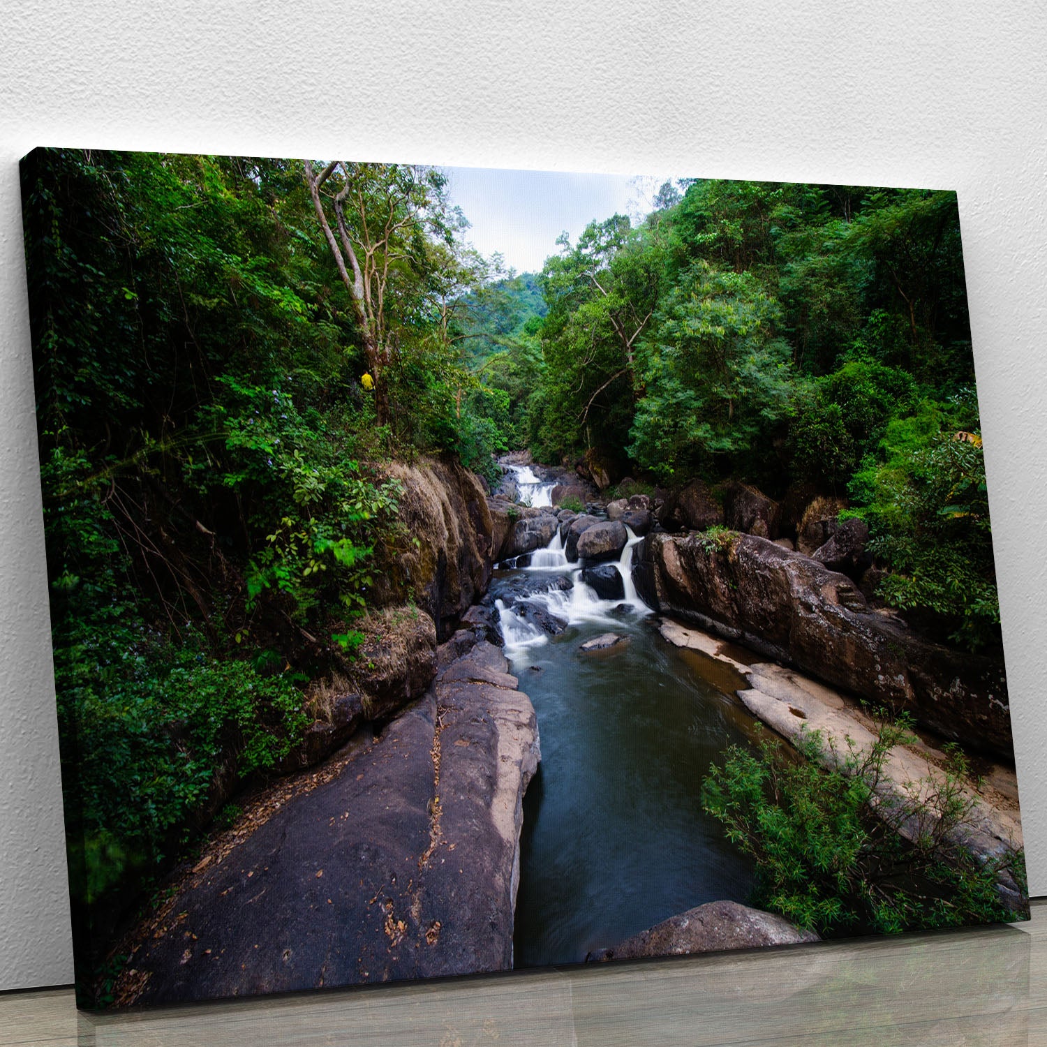 water fall in the forest Canvas Print or Poster - Canvas Art Rocks - 1