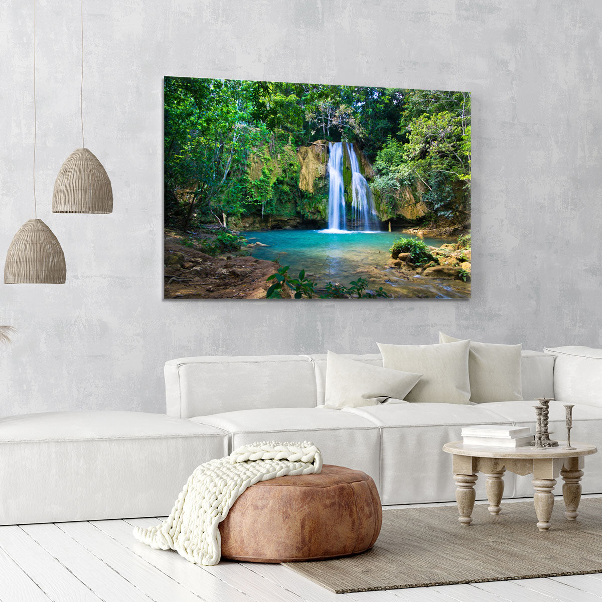 waterfall in deep green forest Canvas Print or Poster - Canvas Art Rocks - 6