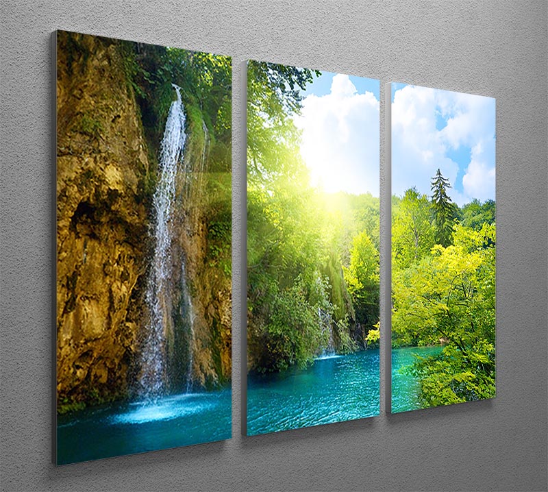 waterfalls in deep forest 3 Split Panel Canvas Print - Canvas Art Rocks - 2