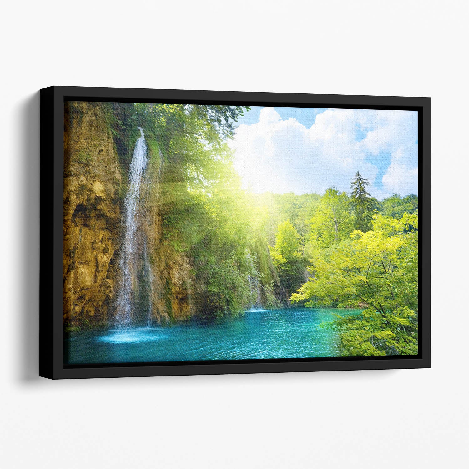 waterfalls in deep forest Floating Framed Canvas