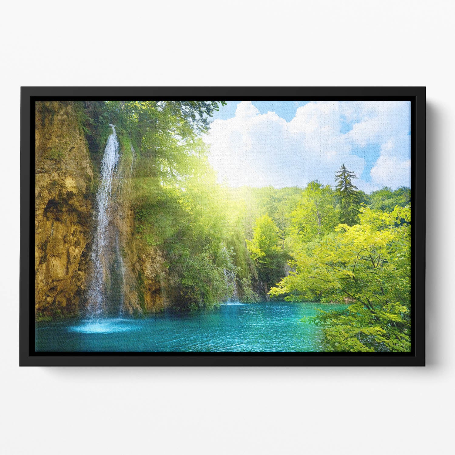 waterfalls in deep forest Floating Framed Canvas