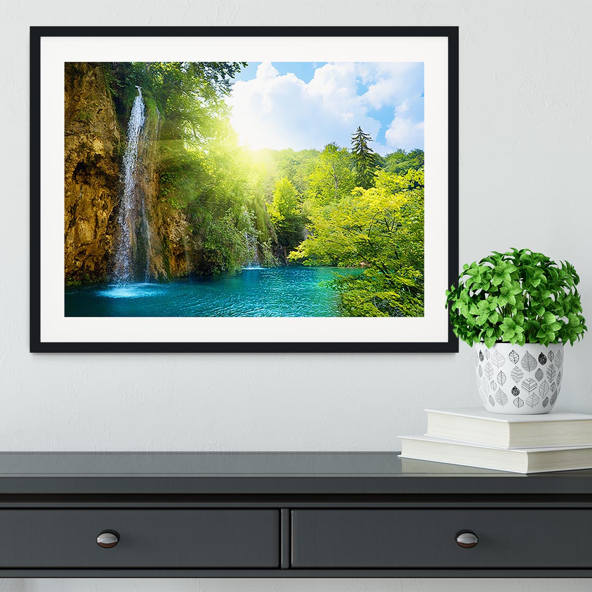 waterfalls in deep forest Framed Print - Canvas Art Rocks - 1