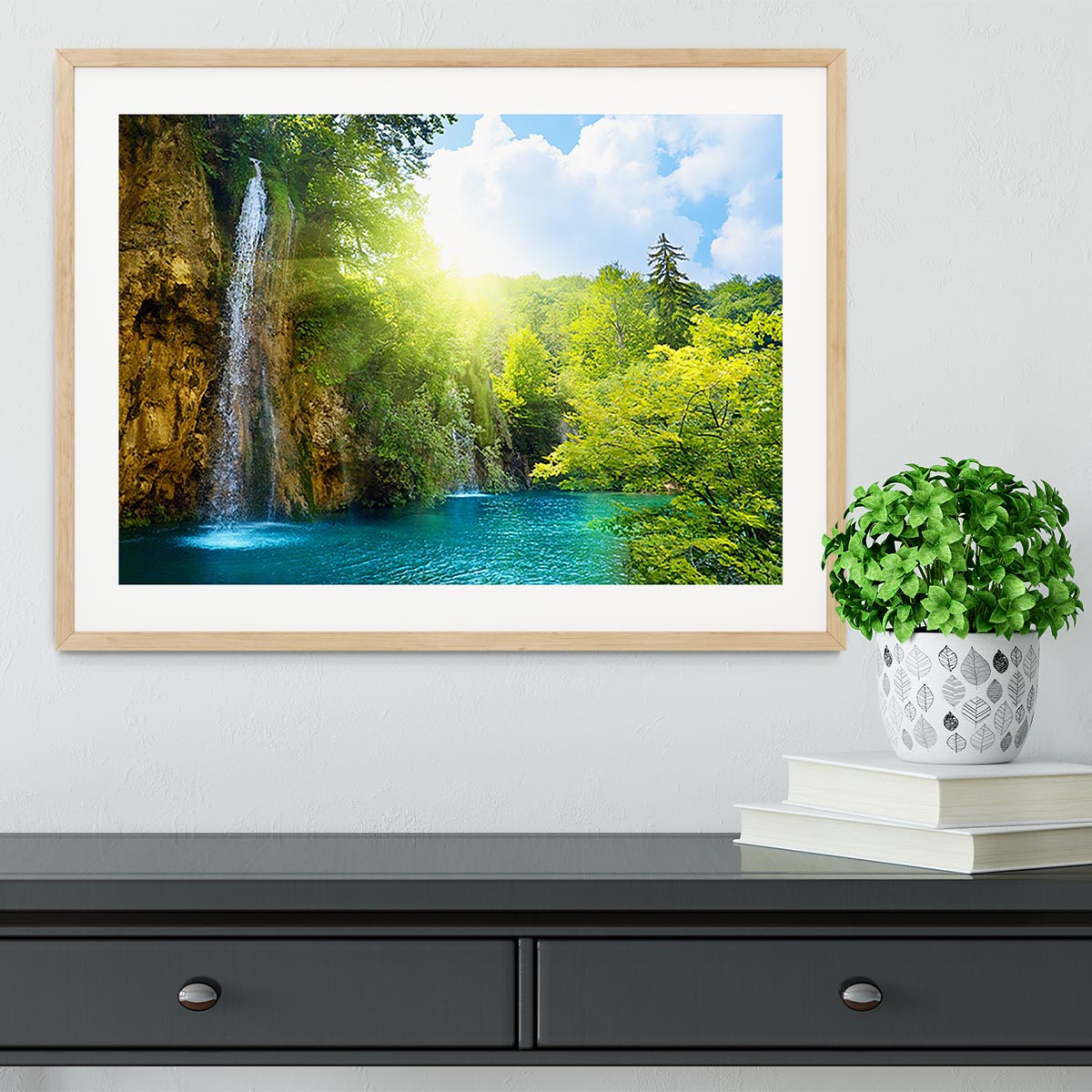 waterfalls in deep forest Framed Print - Canvas Art Rocks - 3