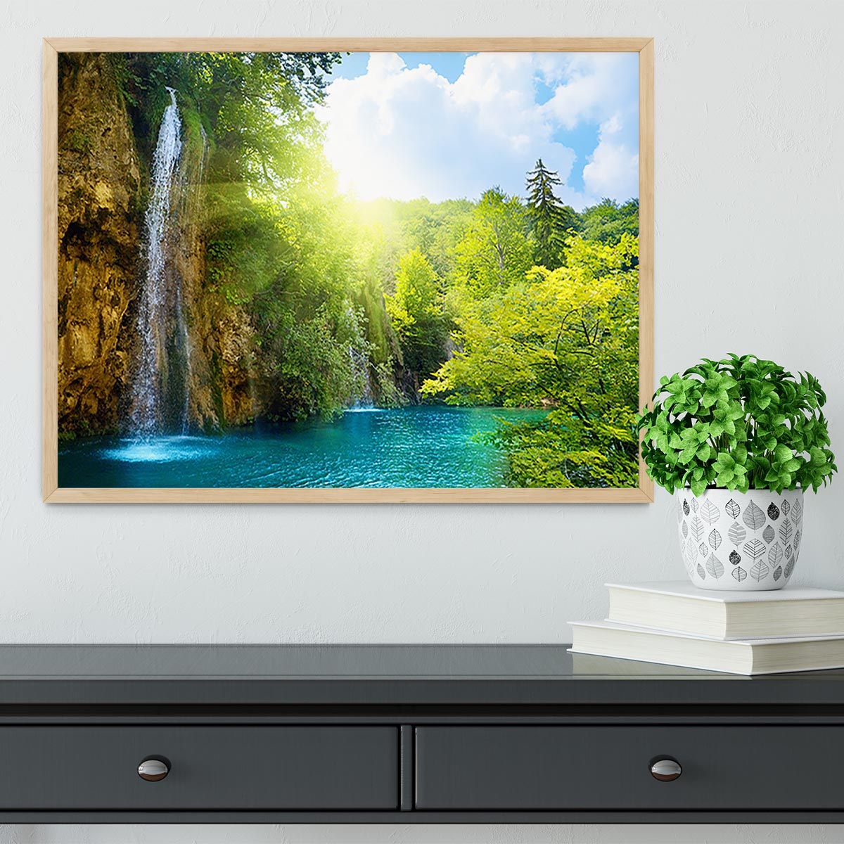 waterfalls in deep forest Framed Print - Canvas Art Rocks - 4