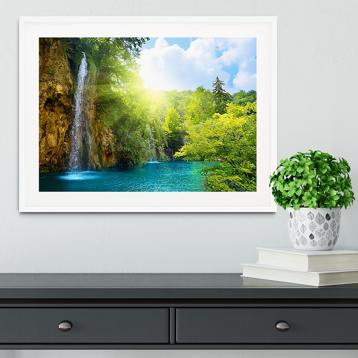 waterfalls in deep forest Framed Print - Canvas Art Rocks - 5