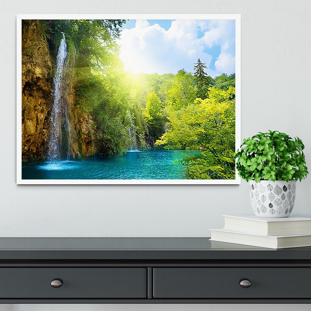 waterfalls in deep forest Framed Print - Canvas Art Rocks -6