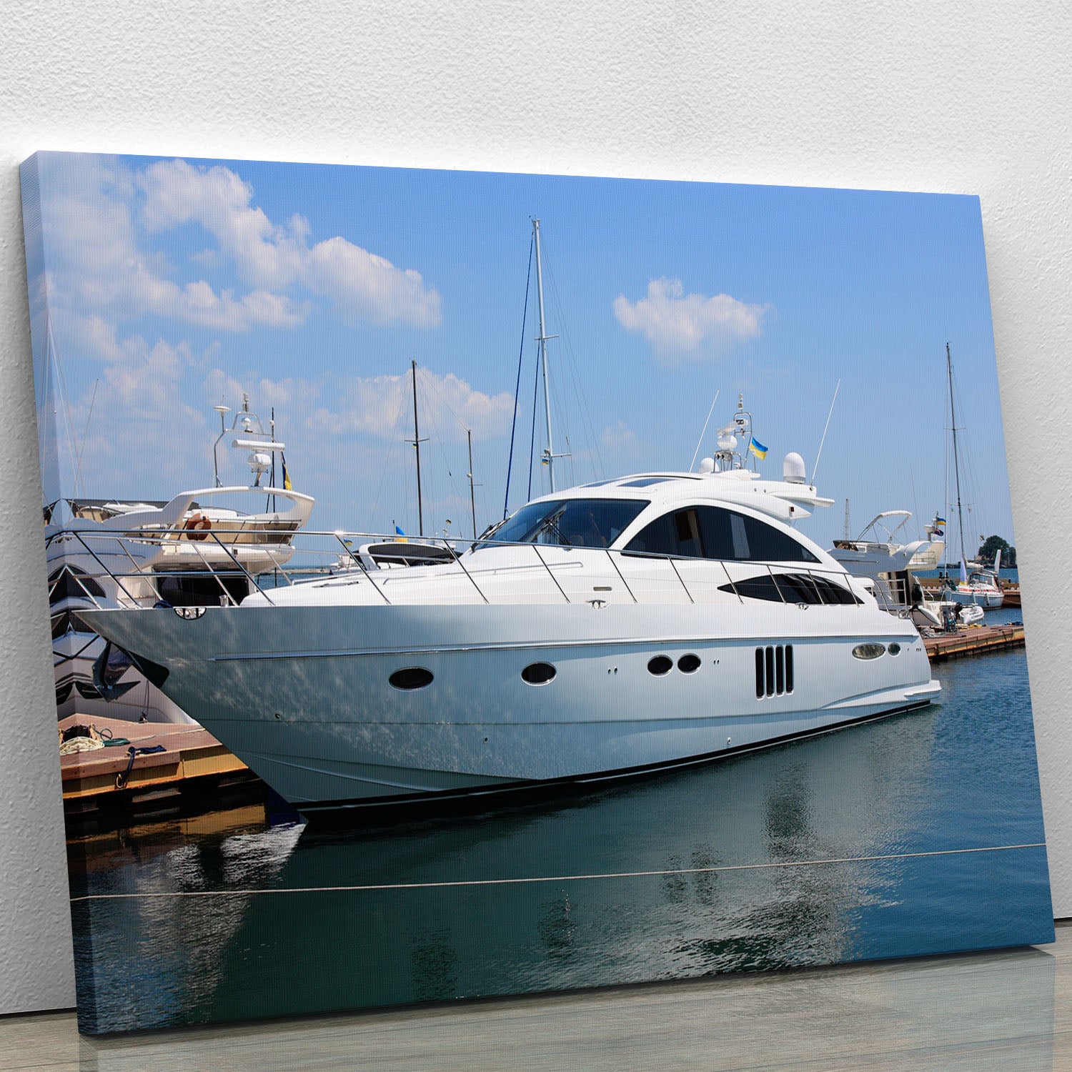 white yacht in marina Canvas Print or Poster - Canvas Art Rocks - 1