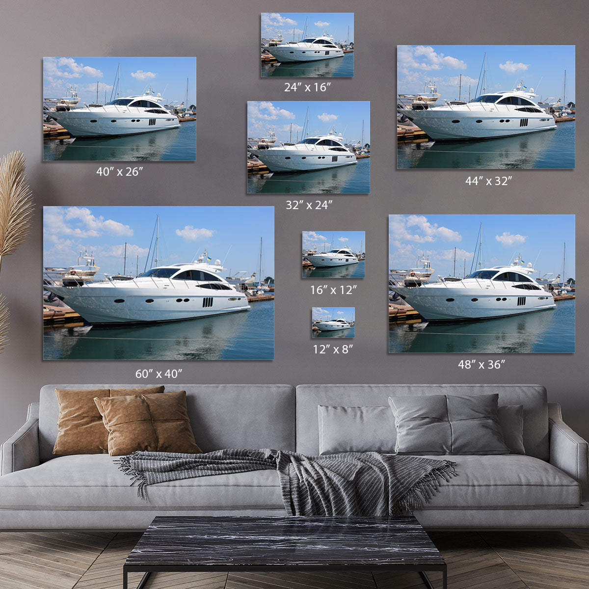white yacht in marina Canvas Print or Poster - Canvas Art Rocks - 7