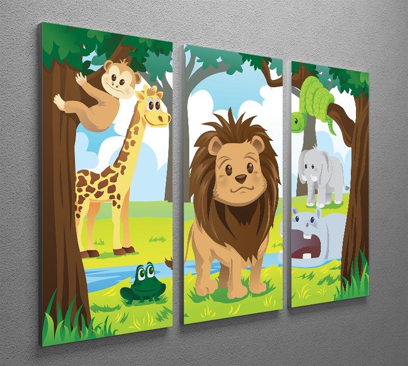 wild jungle animals in the animal kingdom 3 Split Panel Canvas Print - Canvas Art Rocks - 2