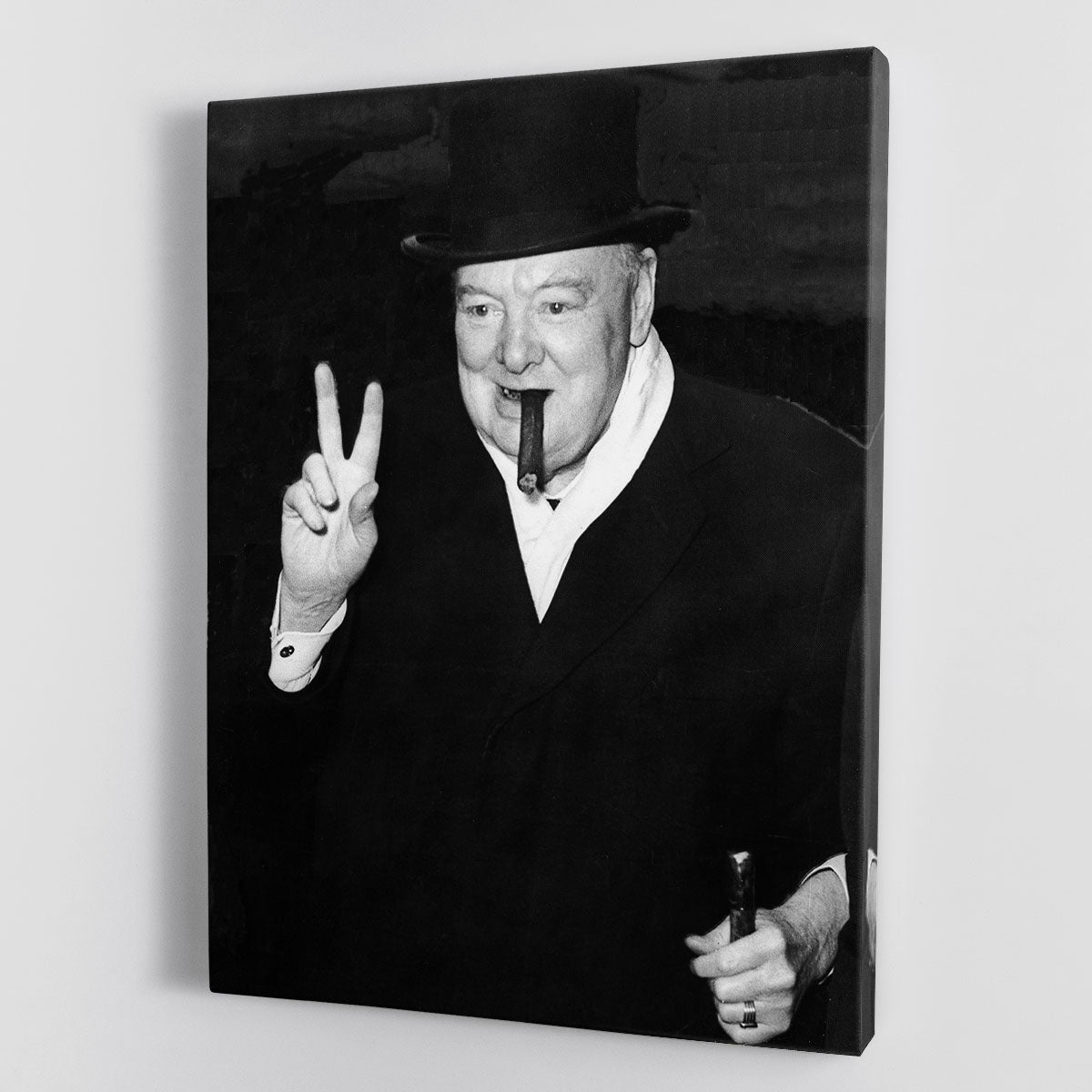 Winston Churchill giving the victory sign Canvas Print or Poster