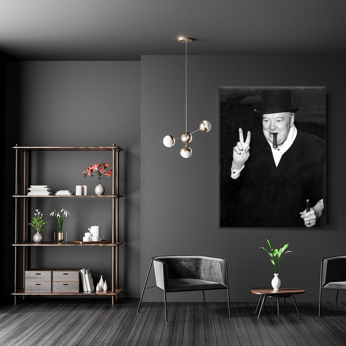 Winston Churchill giving the victory sign Canvas Print or Poster