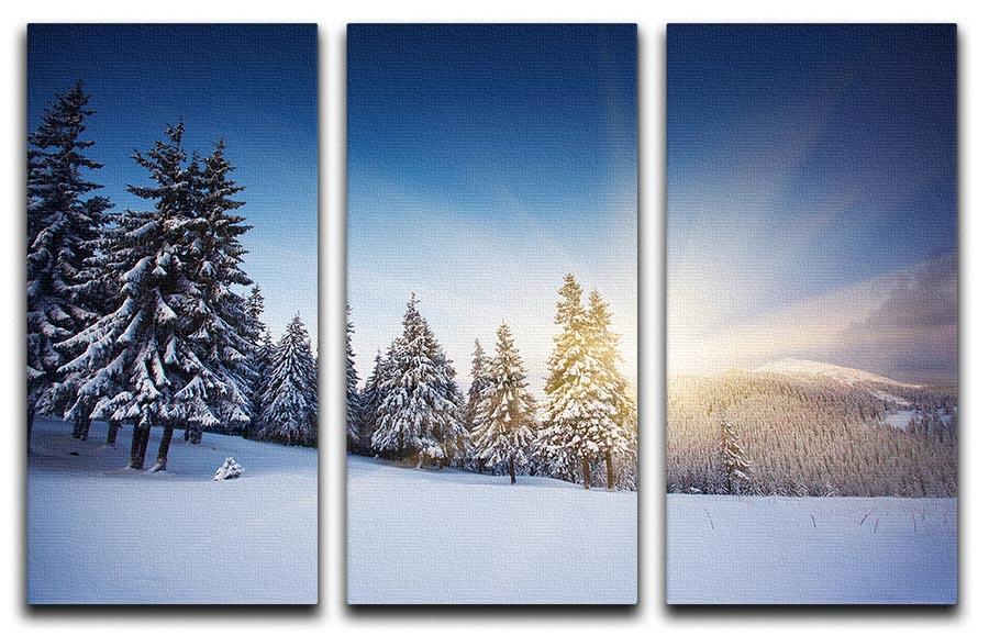 winter mountains landscape 3 Split Panel Canvas Print - Canvas Art Rocks - 1