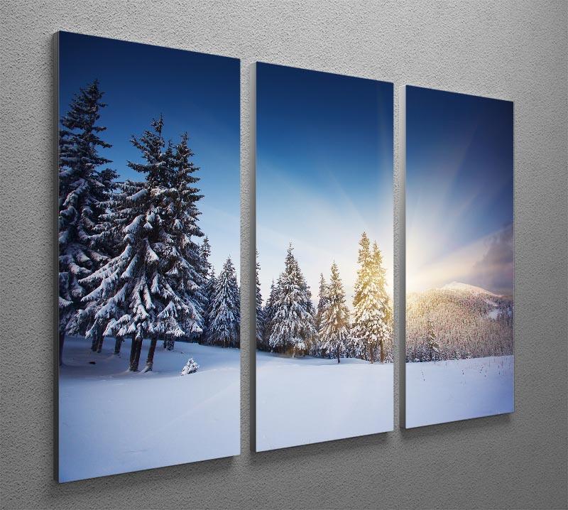 winter mountains landscape 3 Split Panel Canvas Print - Canvas Art Rocks - 2