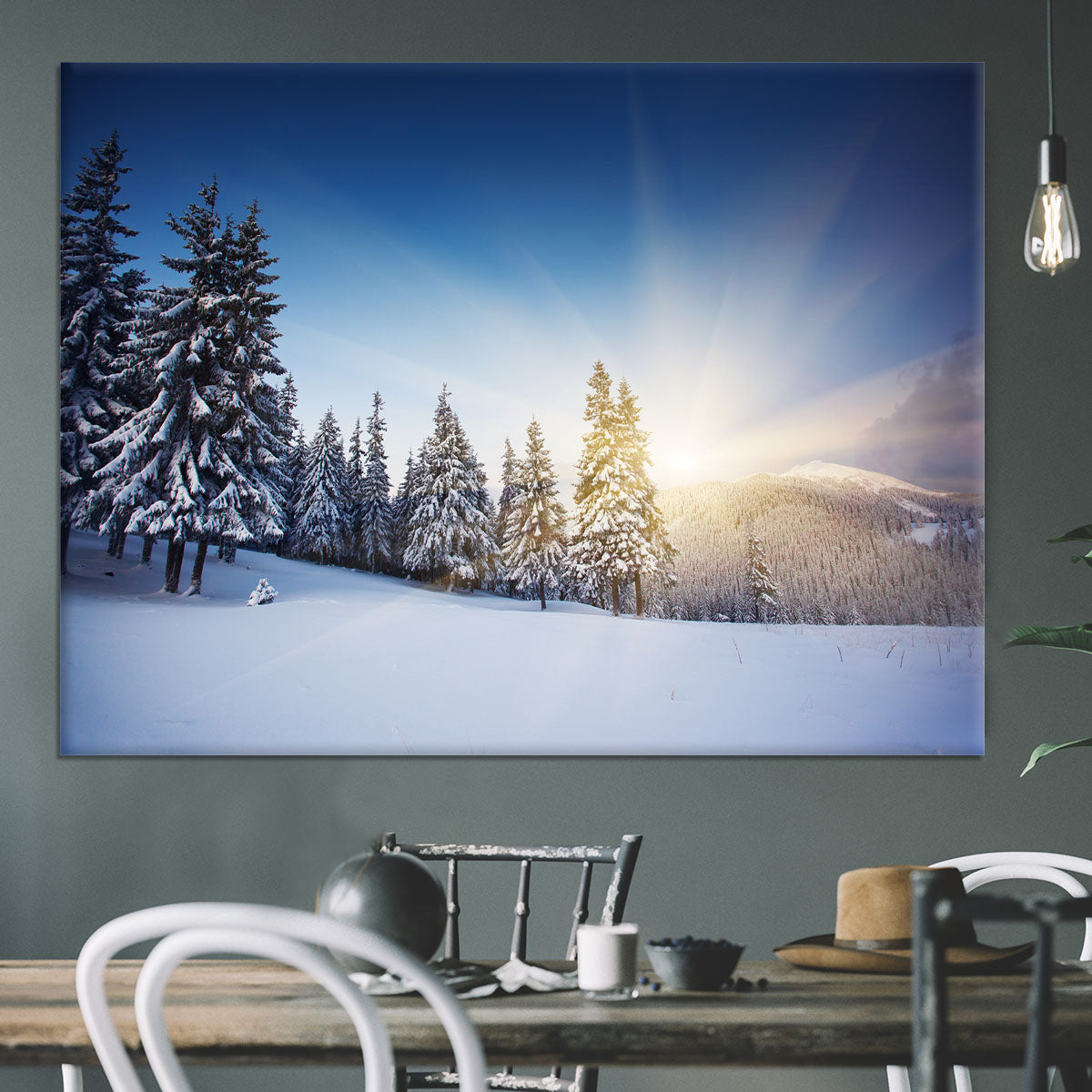winter mountains landscape Canvas Print or Poster - Canvas Art Rocks - 3