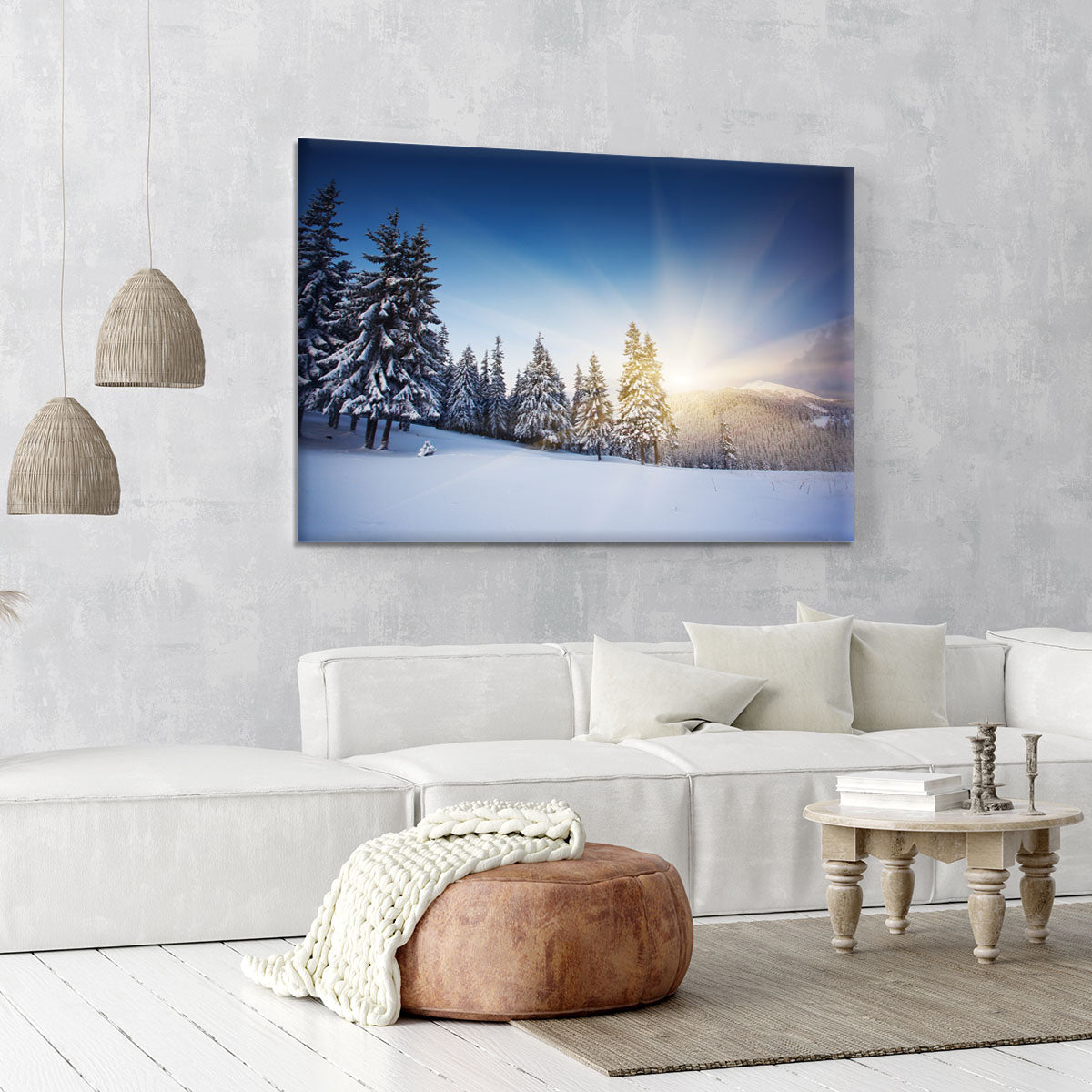 winter mountains landscape Canvas Print or Poster - Canvas Art Rocks - 6