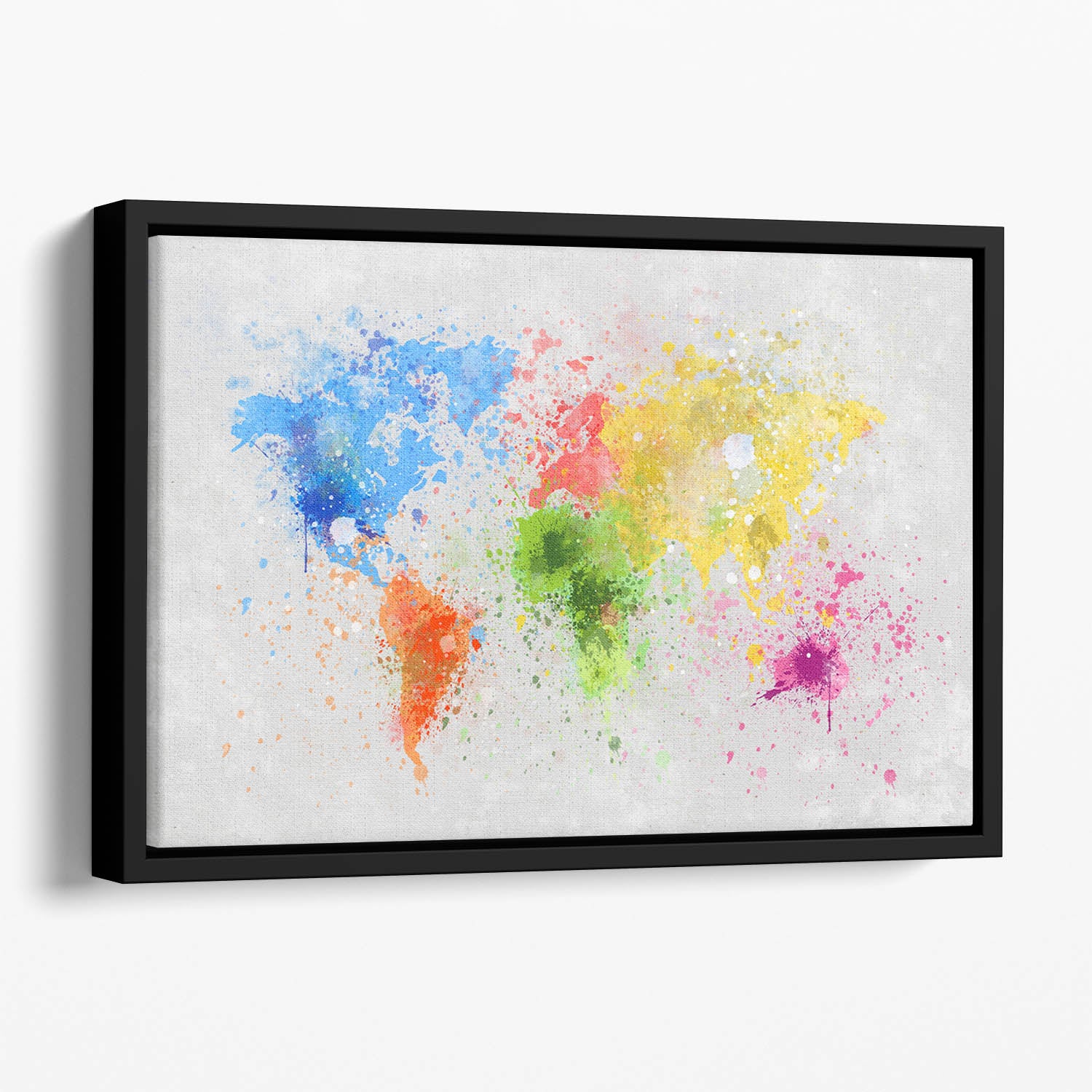 world map painting Floating Framed Canvas