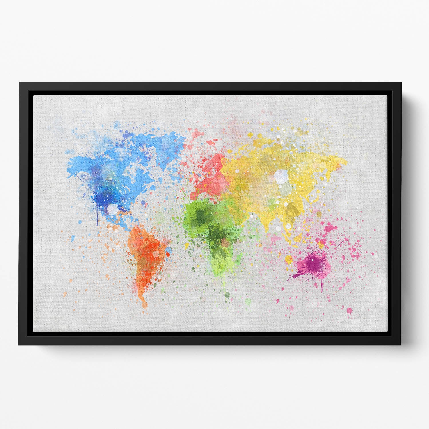 world map painting Floating Framed Canvas