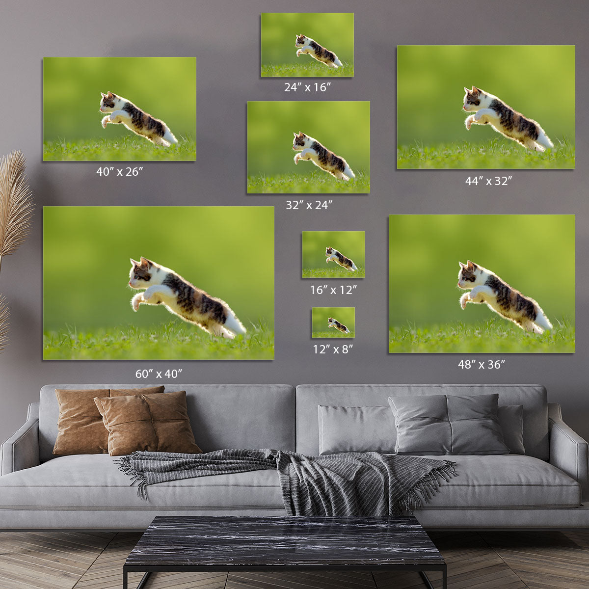 young cat jumps over a meadow in the backlit Canvas Print or Poster - Canvas Art Rocks - 7